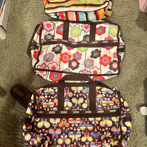 LeSportsac Colorful Floral and Striped Tote Bags - Picture 2 of 5